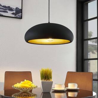 Gerwina hanglamp, zwart/goud, metaal, 40 cm, E27 zwart, goud