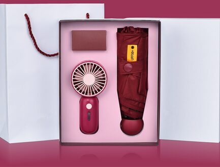 Geschenkdoos Kleine Pocket Paraplu En Draagbare Mini Automatische Fan Paraplu Zomer Voor Lady Girl Kids rood