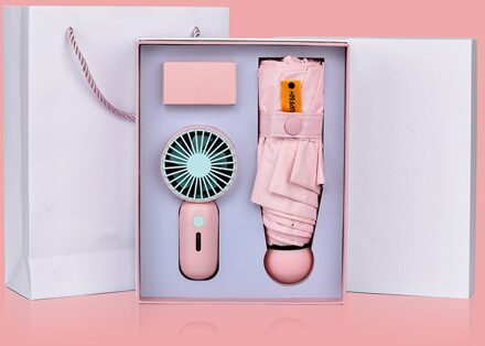 Geschenkdoos Kleine Pocket Paraplu En Draagbare Mini Automatische Fan Paraplu Zomer Voor Lady Girl Kids roze