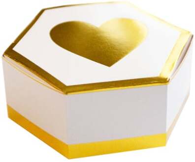 Geschenkdoosjes Bruiloft Zeshoekig (8st) Wit - Transparant, Goud - Brons