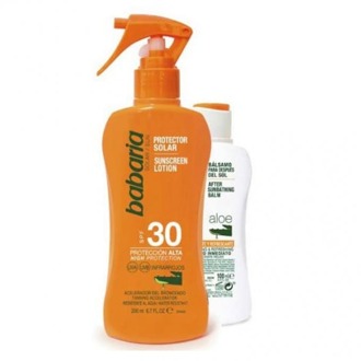Geschenkset Babaria Sunscreen Lotion Spray SPF30 & Aftersun 200 ml + 100 ml