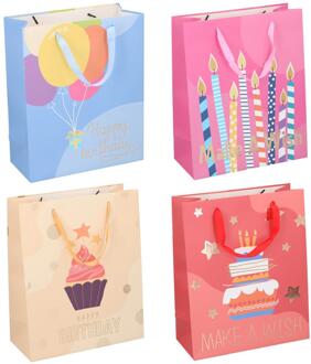 Geschenktas birthday cake 32x26cm multi