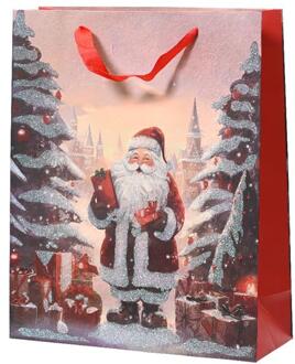 Geschenktas Kerstman 8x18x24cm Multikleur