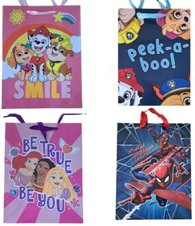 Geschenktas papier kinderen 34x26x12cm verschillende