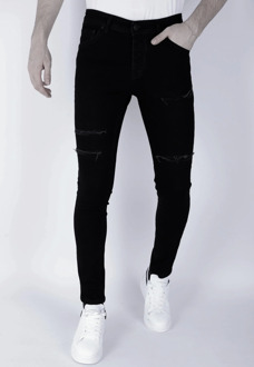 Gescheurde jeans slim fit Zwart - 29