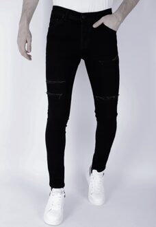 Gescheurde jeans slim fit Zwart - 30
