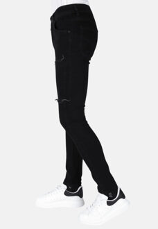 Gescheurde jeans slim fit Zwart - 34