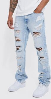 Gescheurde Slim Fit Flared Jeans, Ice Blue - 32