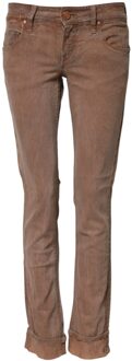 Gescheurde Slim Fit Jeans met Cuff Bruin - 26 (Taille)