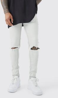 Gescheurde Stacked Super Skinny Stretch Jeans, Mid Grey - 30R