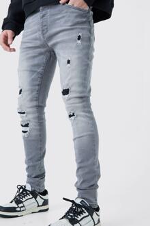 Gescheurde Stretch Skinny Jeans In Ijsgrijs, Ice Grey - 36R