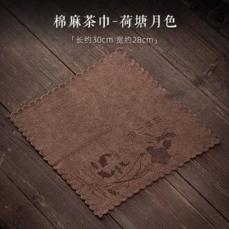 Geschilderd Theedoek Thee Mat Tafelkleed Absorberende Thickeningjapanese Thee Doek Zencloth Katoen Linnen Handdoek Theeceremonie Accessoires lotus pond moonlight