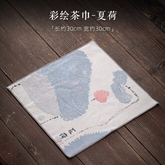 Geschilderd Theedoek Thee Mat Tafelkleed Absorberende Thickeningjapanese Thee Doek Zencloth Katoen Linnen Handdoek Theeceremonie Accessoires Summer lotus