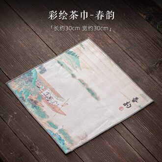 Geschilderd Theedoek Thee Mat Tafelkleed Absorberende Thickeningjapanese Thee Doek Zencloth Katoen Linnen Handdoek Theeceremonie Accessoires voorjaar charm