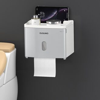 Gesew Punch Gratis Draagbare Toiletrolhouder Multifunctionele Waterdichte Tissue Doos Creatieve Opbergdoos Badkamer Accessoires Sets grijs