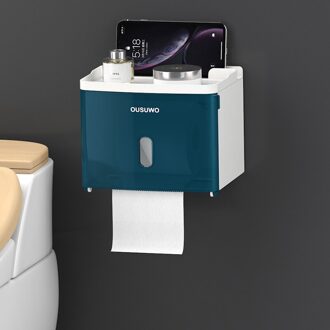Gesew Punch Gratis Draagbare Toiletrolhouder Multifunctionele Waterdichte Tissue Doos Creatieve Opbergdoos Badkamer Accessoires Sets transparant blauw