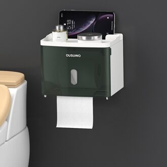 Gesew Punch Gratis Draagbare Toiletrolhouder Multifunctionele Waterdichte Tissue Doos Creatieve Opbergdoos Badkamer Accessoires Sets transparant groen