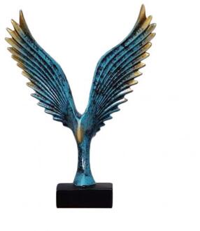 Gesimuleerde Abstract Open Wing Eagle Bird Art Model Thuis Woonkamer Kantoor Hotel Decor Blauw