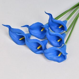 Gesimuleerde Beauty Real Touch Bloem Van Mini Calla Lotus Kunstbloemen Voor Home Party Decoratie Bruiloft Decoratie koninklijk blauw