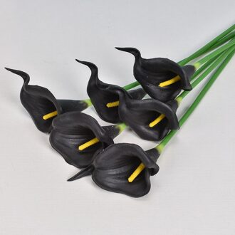 Gesimuleerde Beauty Real Touch Bloem Van Mini Calla Lotus Kunstbloemen Voor Home Party Decoratie Bruiloft Decoratie zwart