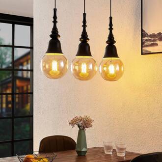 Gesja hanglamp, 3-lamps, lang, zwart
