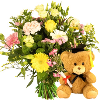 Geslaagd boeket + geslaagd knuffebeer