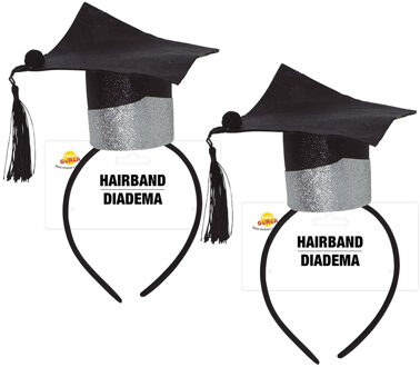 Geslaagd/diploma gehaald verkleed diadeem/haarband - 2x - afstudeer thema feest accessoires
