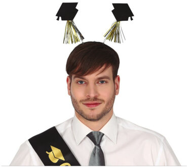 Geslaagd/diploma gehaald verkleed diadeem/haarband - afstudeer thema feest accessoires Zwart
