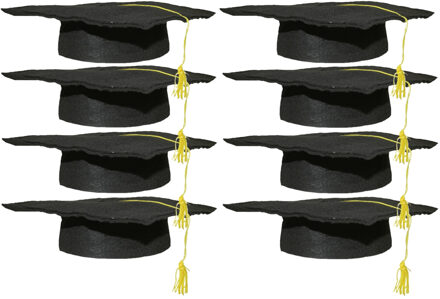 Geslaagd thema hoedje voor kinderen - Set van 8x stuks - verkleed feestartikelen - afstudeer hoedje