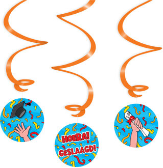 Geslaagd thema party hangdecoraties - plastic - blauw/rood - set van 3x stuks - 14 cm - Hangdecoratie Multikleur