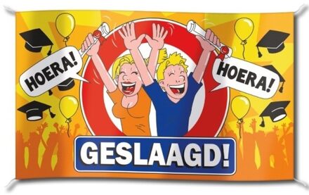 Geslaagd vlag - Gevelvlag - 100 x 150 cm - Hoera - polyester - versiering