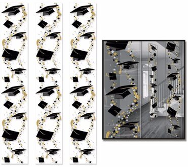 Geslaagden ophangdecoratie 183 x 30 cm 3 stuks Multi