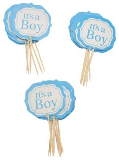 Geslacht Onthullen Party Decoraties Latex Ballonnen Baby Shower Cake Topper Het Een Meisjes Jongens Feestartikelen Voor Hij Of ze 24stk jongen Cake