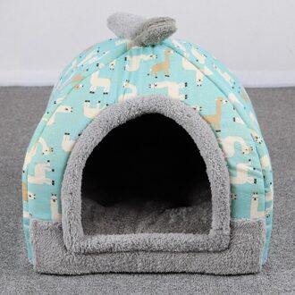 Gesloten Hond Bedden Voor Kleine Honden Accessoires Dual Gebruik Pluche Bed Kussens Queen Puppy Accessoires Dus Huisdieren Coop Voor Hond flanel blauw / 50x50x40cm