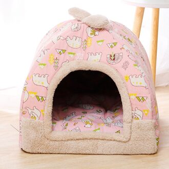 Gesloten Hond Bedden Voor Kleine Honden Accessoires Dual Gebruik Pluche Bed Kussens Queen Puppy Accessoires Dus Huisdieren Coop Voor Hond flanel roze / 35x35x35cm