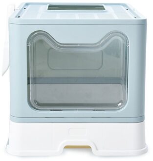 Gesloten Kattenbakvulling Bassin Grote Kattenbak Vouw In Top Splash Proof Kattenbak Volledig Gesloten Kattenbakvulling doos Kat Goederen kat face blauw