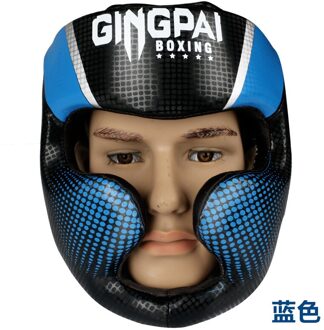 Gesloten Type Kids Volwassenen Vrouwen Mannen Boksen Helmen Mma Muay Thai Sanda Karate Helm Hoofd Gear Gezicht Protector Head Gear guard Deo Blauw / S
