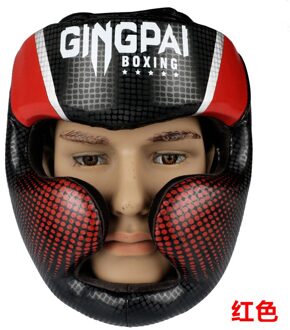Gesloten Type Kids Volwassenen Vrouwen Mannen Boksen Helmen Mma Muay Thai Sanda Karate Helm Hoofd Gear Gezicht Protector Head Gear guard Deo Rood / L