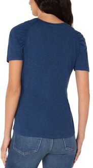 Gesmokt slubgebreid T-shirt met korte mouwen Nachthemelblauw - maat