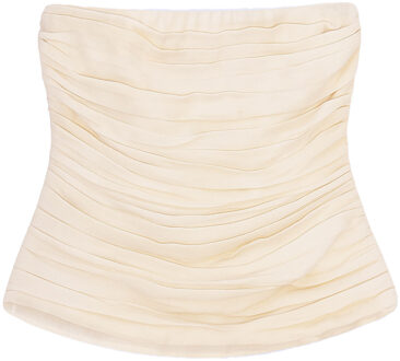 Gesmokte strapless top Ringo  naturel