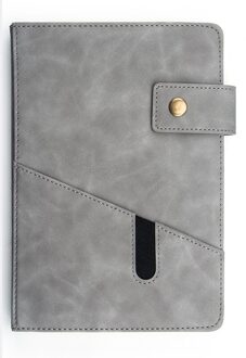 Gesp PU Soft Cover Notebook Dagelijkse Plan A5 Zakelijke Agenda Schema Papier Persoonlijk Dagboek Notebook School Kantoorbenodigdheden Grijs