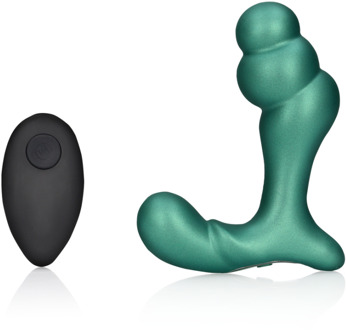 Gestapelde Vibrerende Prostaatmassager met Afstandsbediening - Metallic Groen