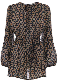 Gestippelde blouse met wijde mouwen Kocca , Black , Dames - Xl,L,M,S,Xs