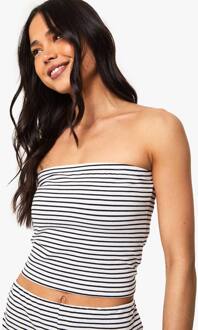 Gestreept Bandeau Top, Blackwhite - 44