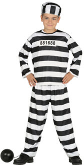 Gestreept boevenpak - voor kinderen - zwart/wit - Boef/crimineel/gevangene - Carnaval verkleedkledin 5-6 jaar (110-116)