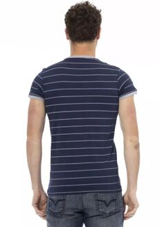 Gestreept Crew Neck T-shirt Donkerblauw - XL