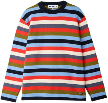 Gestreept Gebreid Longsleeve T-Shirt Sunnei , Multicolor , Heren - L,M,S,Xs