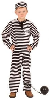Gestreept gevangene/boef kostuum - voor kinderen - zwart/wit - 3 delig - boeven verkleedkleding