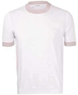 Gestreept Katoenen Gebreid T-shirt Gran Sasso , White , Heren - L,3Xl