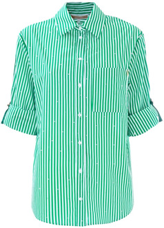 Gestreept katoenen overhemd met opgerolde mouwen Kocca , Green , Dames - Xl,L,M,S,Xs